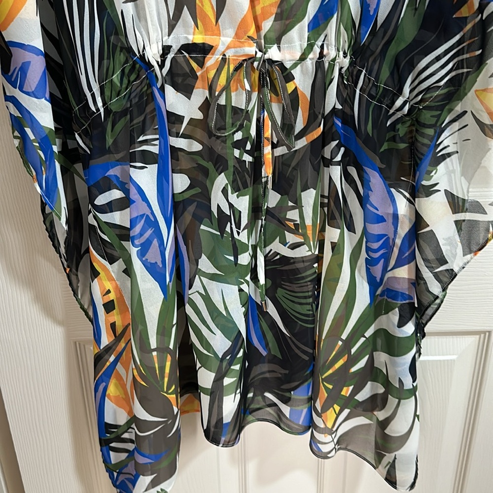 CALVIN KLEIN SWIM COVER UP TROPICAL PALM PRINT NEW WITHOUT TAG SZ S - M COVERUP - Picture 4 of 6